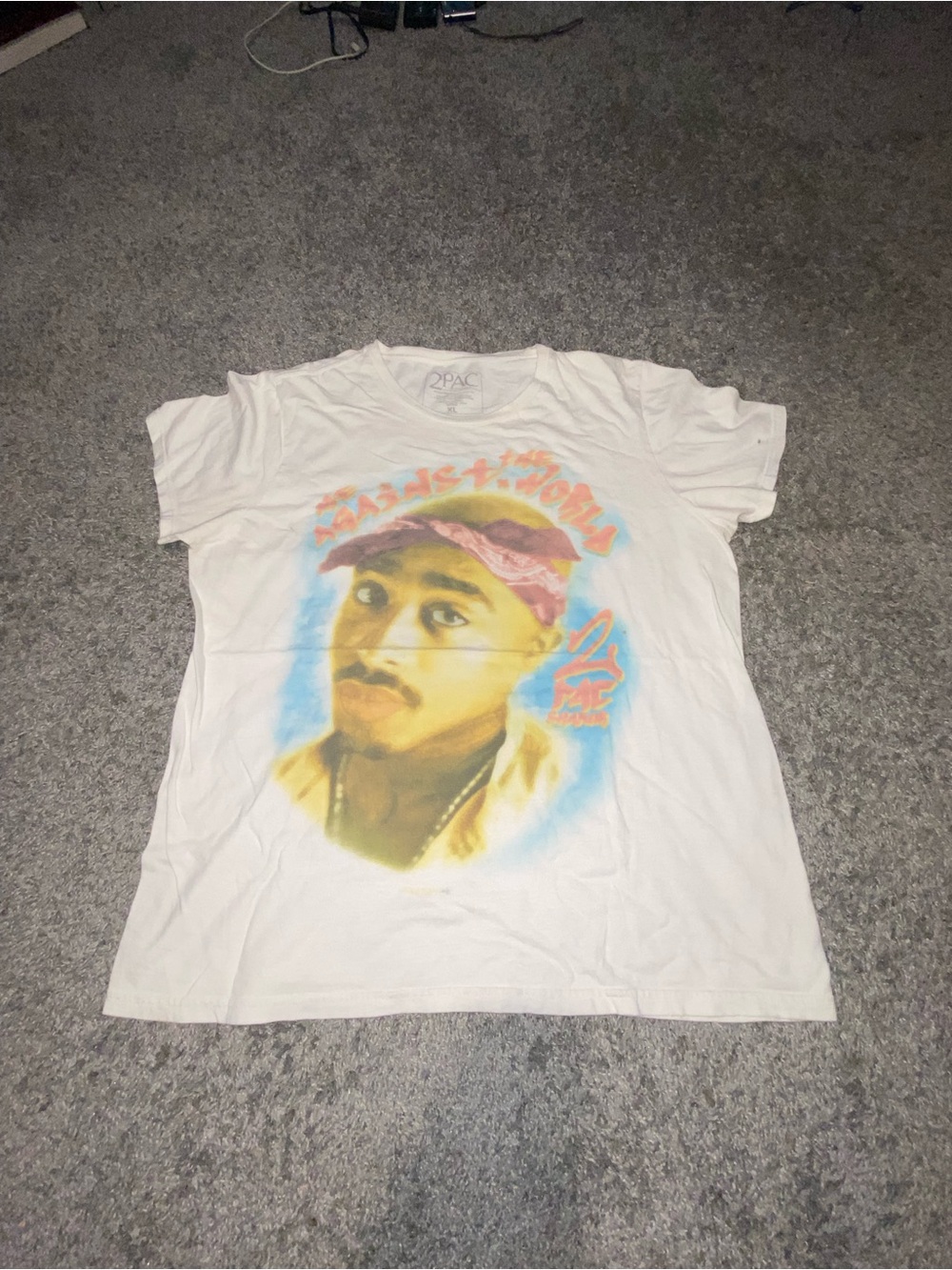 Zumiez White Short Sleeve Graphic Tee with Multicolor Portrait Print